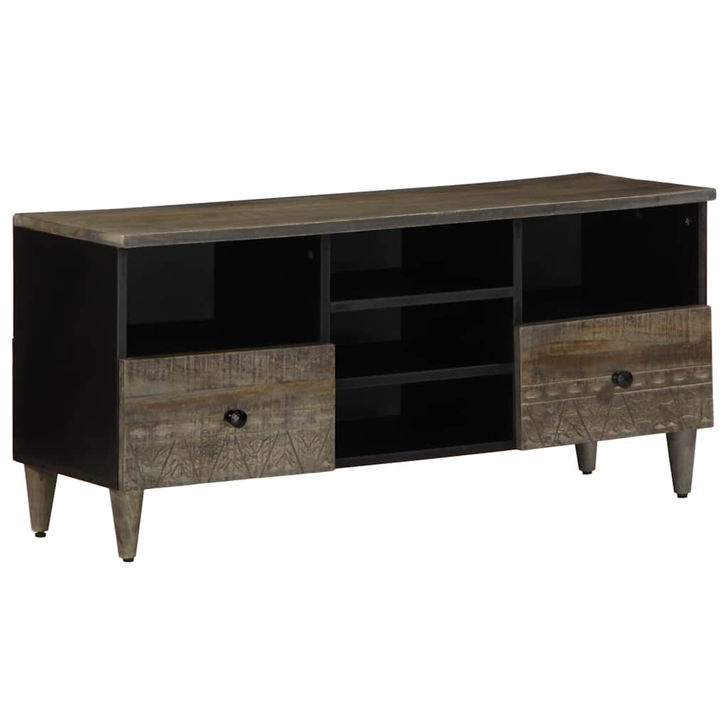 TV Cabinet Black 100x33x46 cm Solid Wood Mango - Unbeatable Bargains