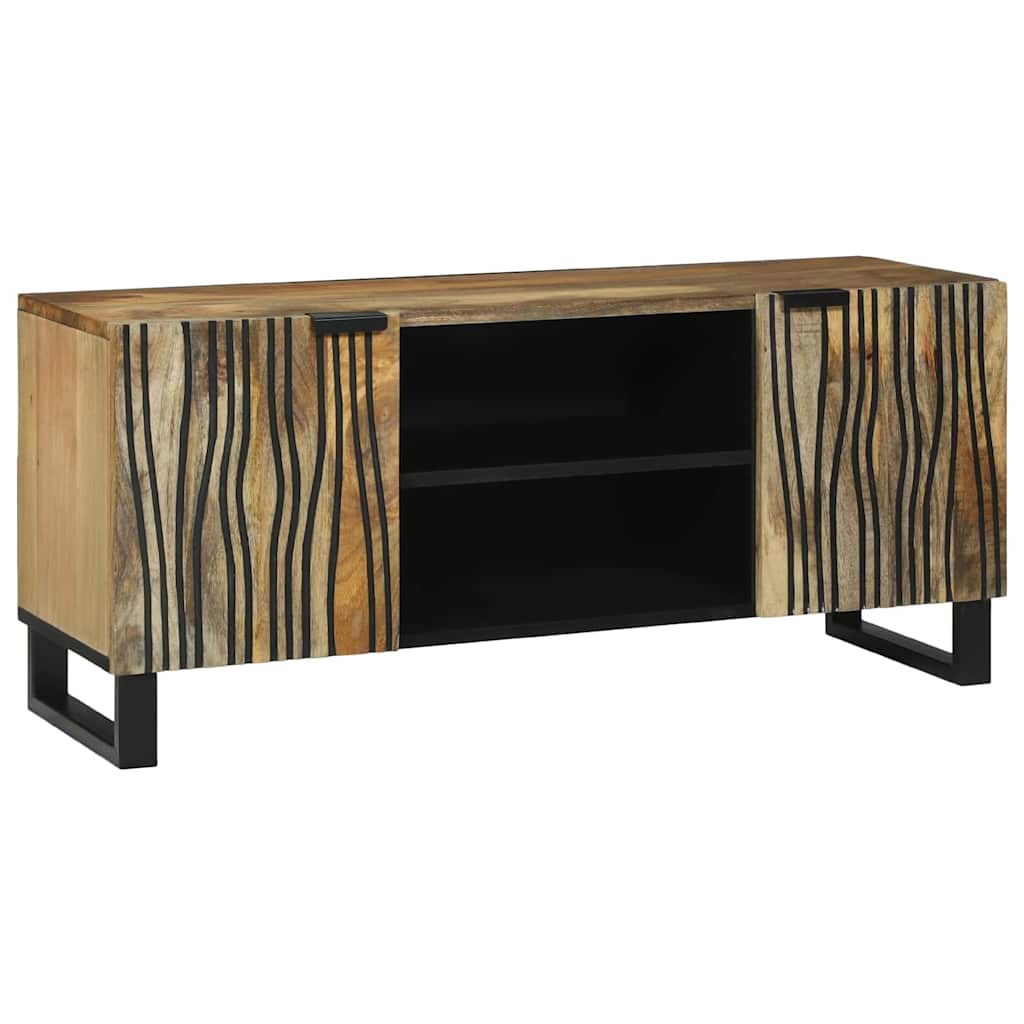 TV Cabinet, 105 x 33.5 x 46 cm, made from solid mango wood and engineered wood. - Merlin Deals