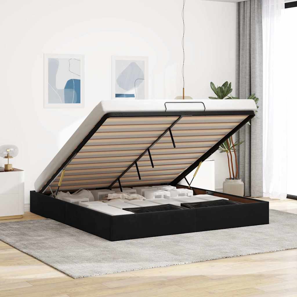 Ottoman Bedframe Black Super King Velvet - The Home Maker