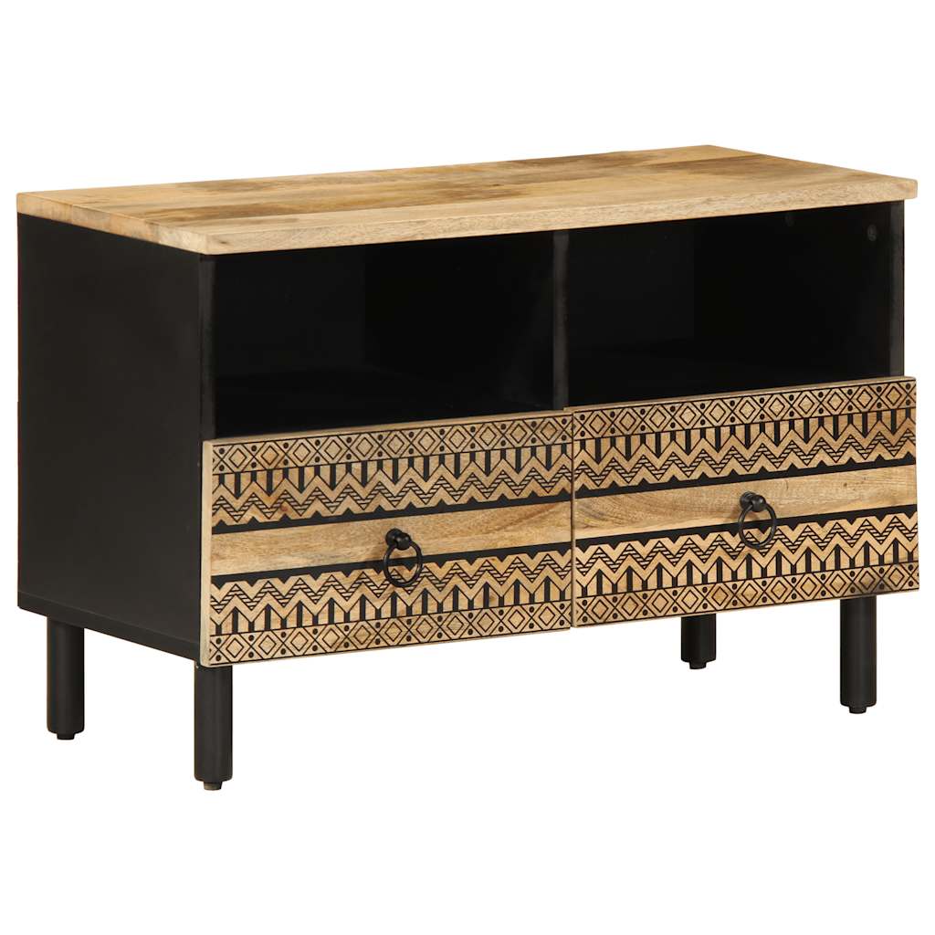 TV Cabinet Black 70x33.5x46 cm Solid Rough Wood Mango - Style and Chic