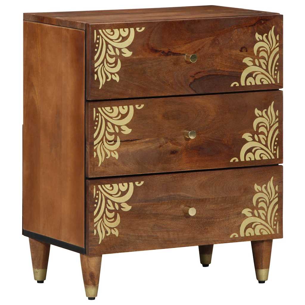 Bedside Table Honey brown with gold decorative patterns - Style and Chic