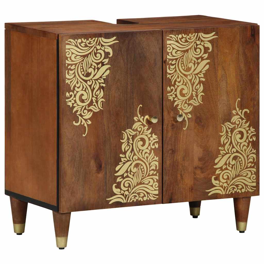 Bathroom Sink Cabinet Honey brown with gold features Solid Wood - All Things Good