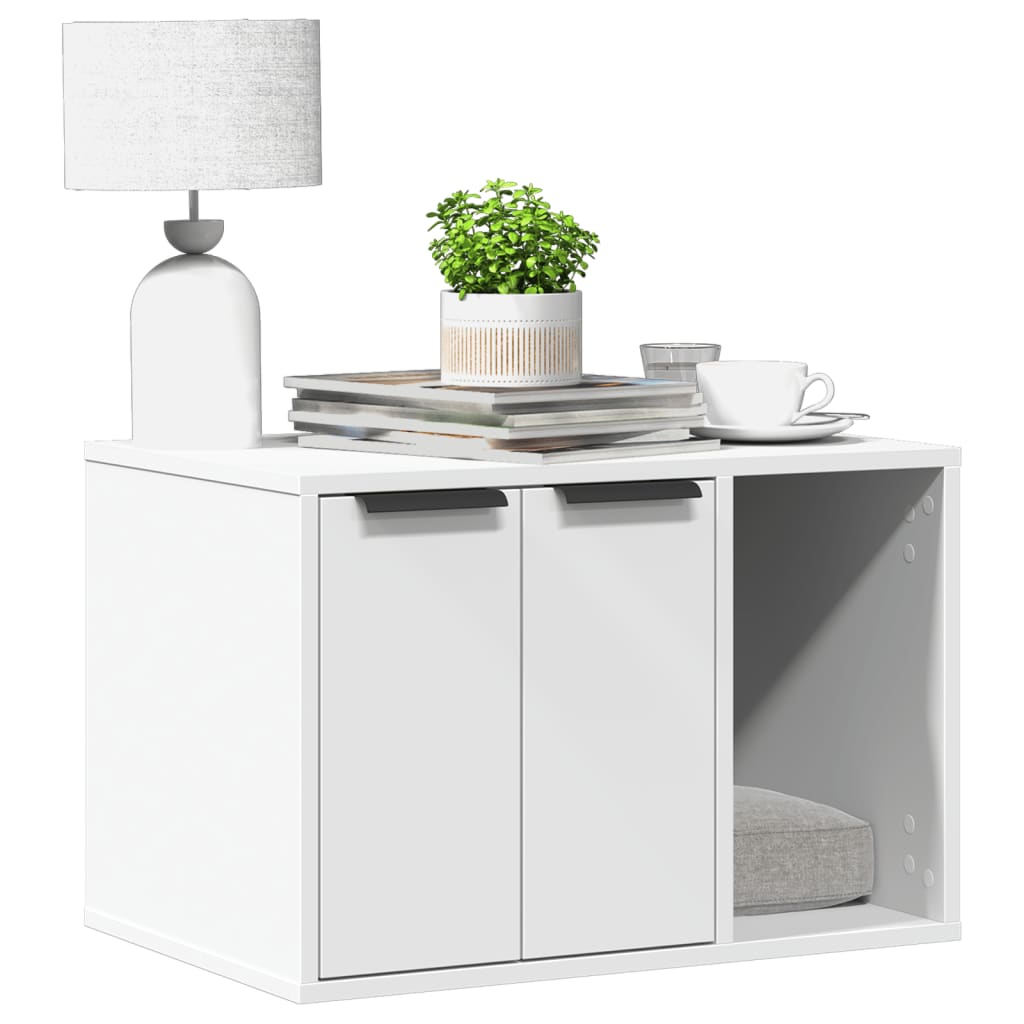 Cat Litter Box Enclosure White 60x40x40 cm Engineered Wood - The Home Maker