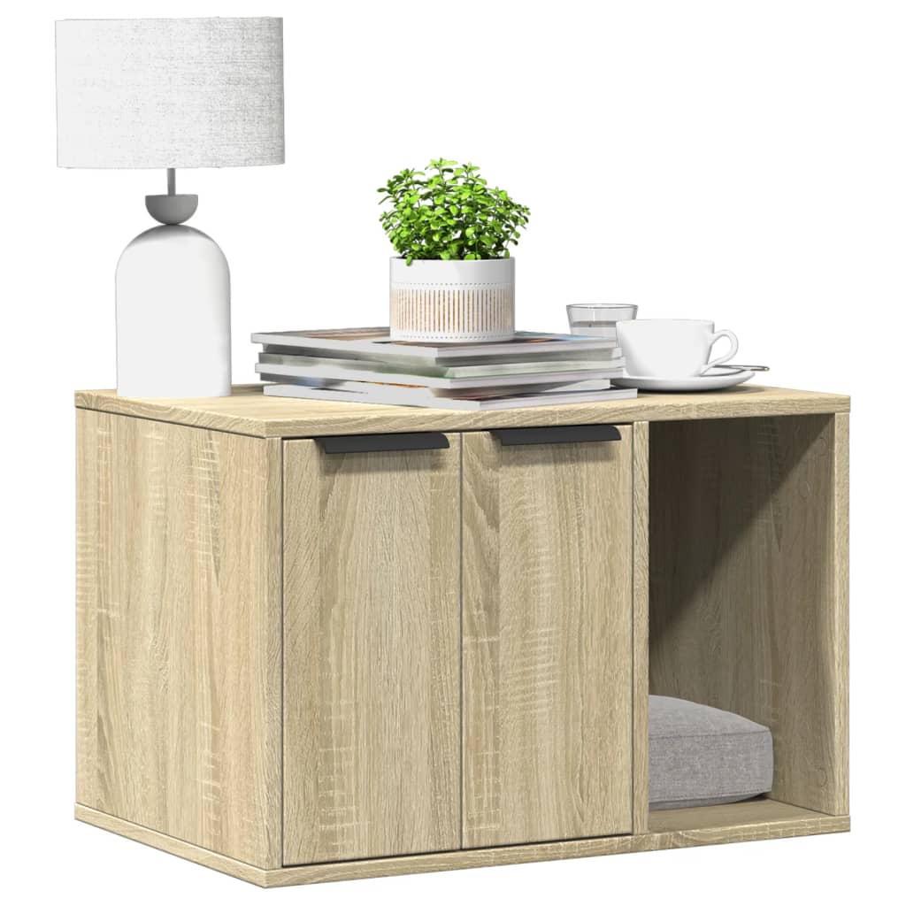 Cat Litter Box Enclosure Sonoma Oak 60x40x40 cm Engineered Wood - The Home Maker
