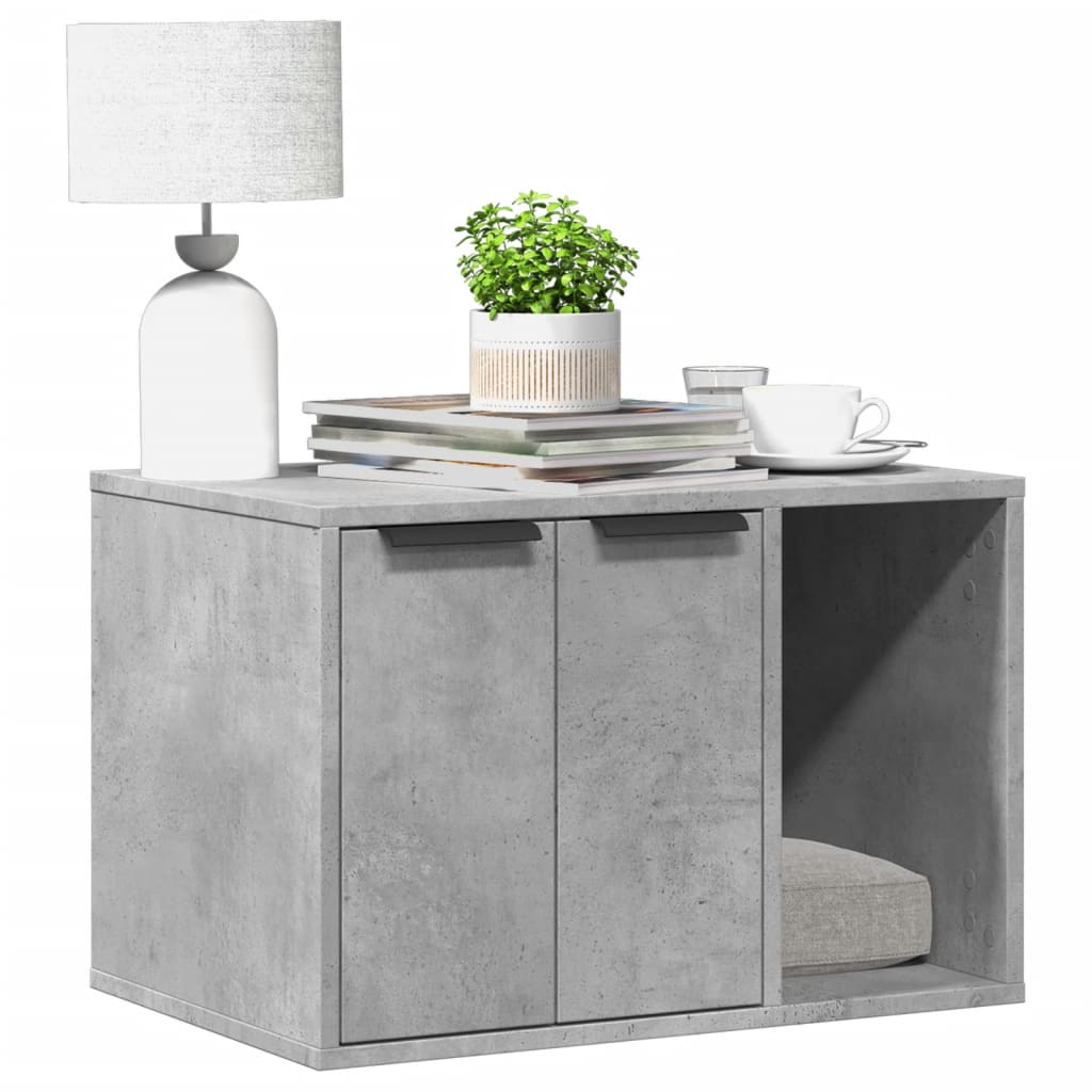 Cat Litter Box Enclosure Concrete Grey 60x40x40 cm Engineered Wood - The Home Maker