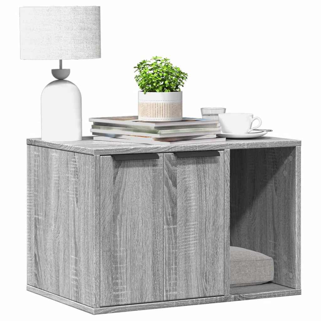 Cat Litter Box Enclosure Grey Sonoma 60x40x40 cm Engineered Wood - The Home Maker