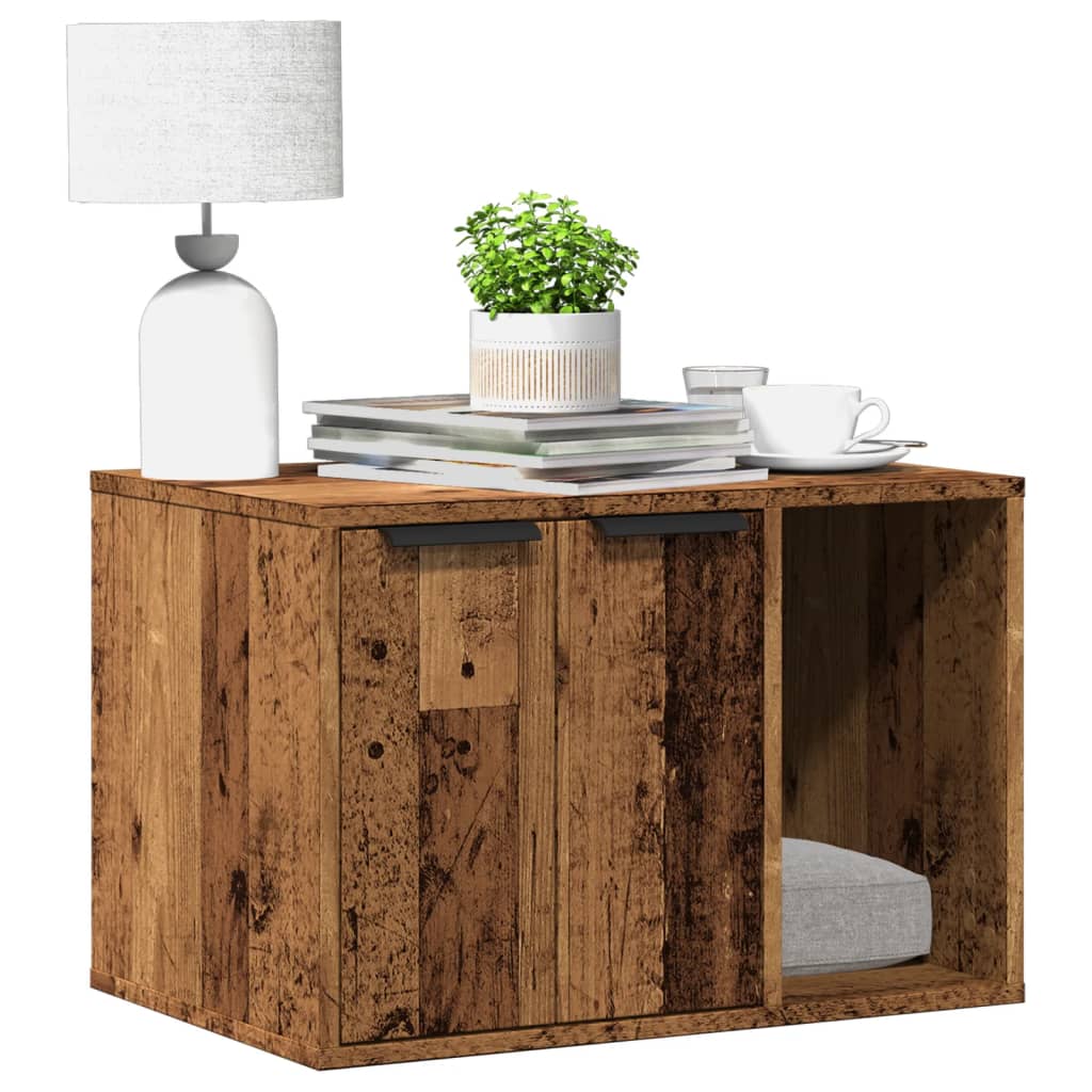 Cat Litter Box Enclosure Old Wood 60x40x40 cm Engineered Wood - The Home Maker