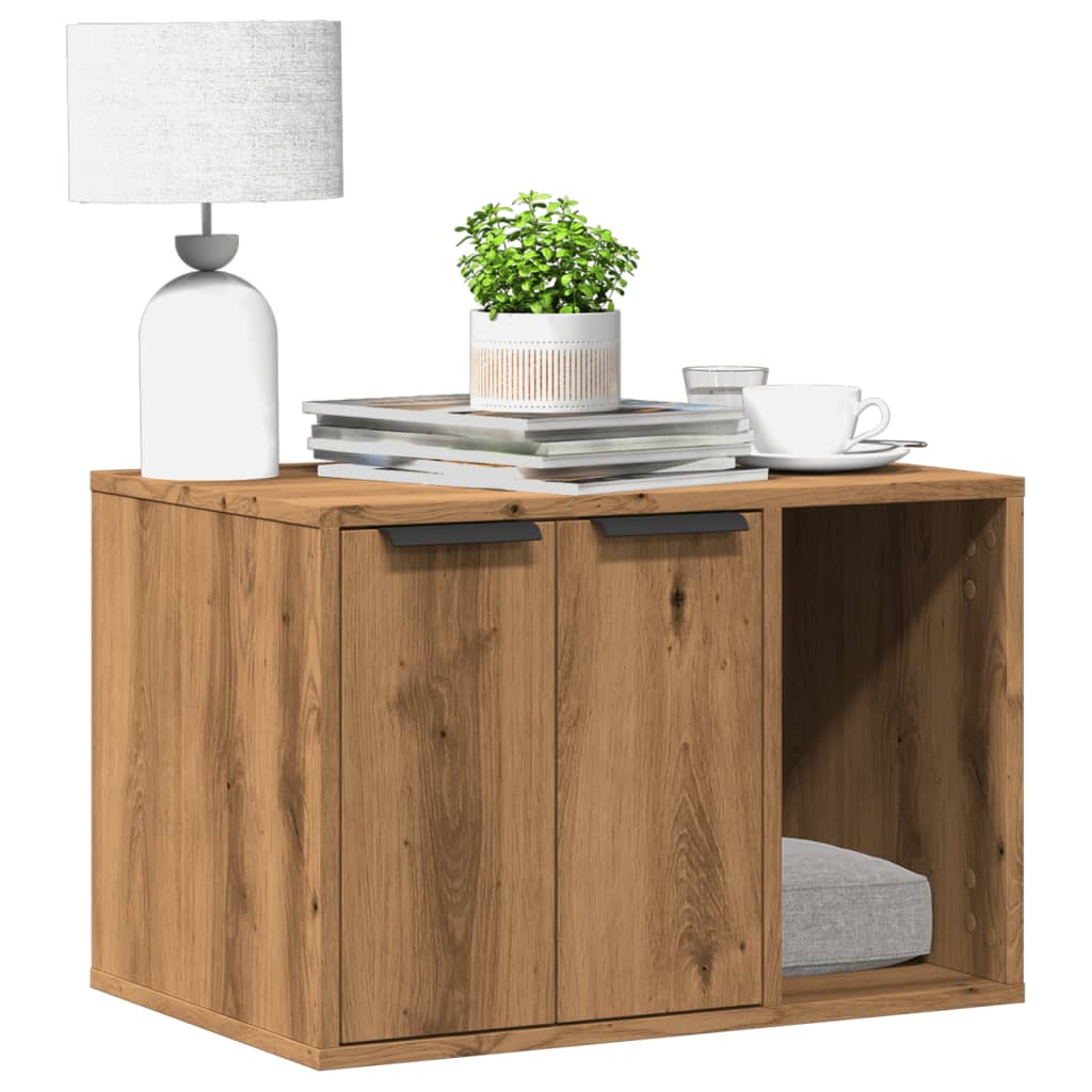 Cat Litter Box Enclosure Artisian Oak 60x40x40 cm Engineered Wood - The Home Maker