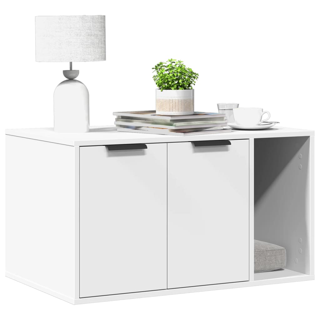 Cat Litter Box Enclosure White 80x50x45 cm Engineered Wood - The Home Maker