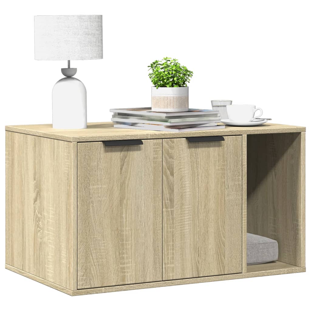 Cat Litter Box Enclosure Sonoma Oak 80x50x45 cm Engineered Wood - The Home Maker