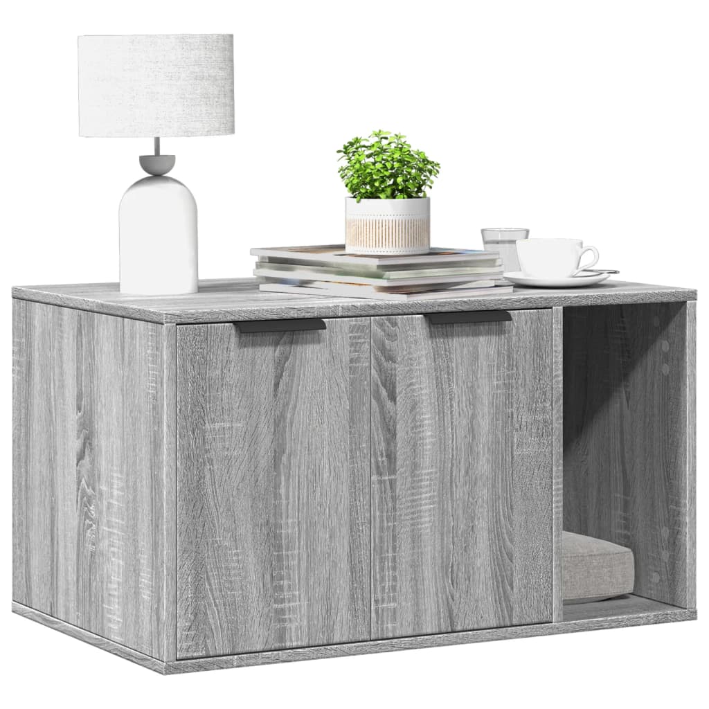Cat Litter Box Enclosure Grey Sonoma 80x50x45 cm Engineered Wood - The Home Maker