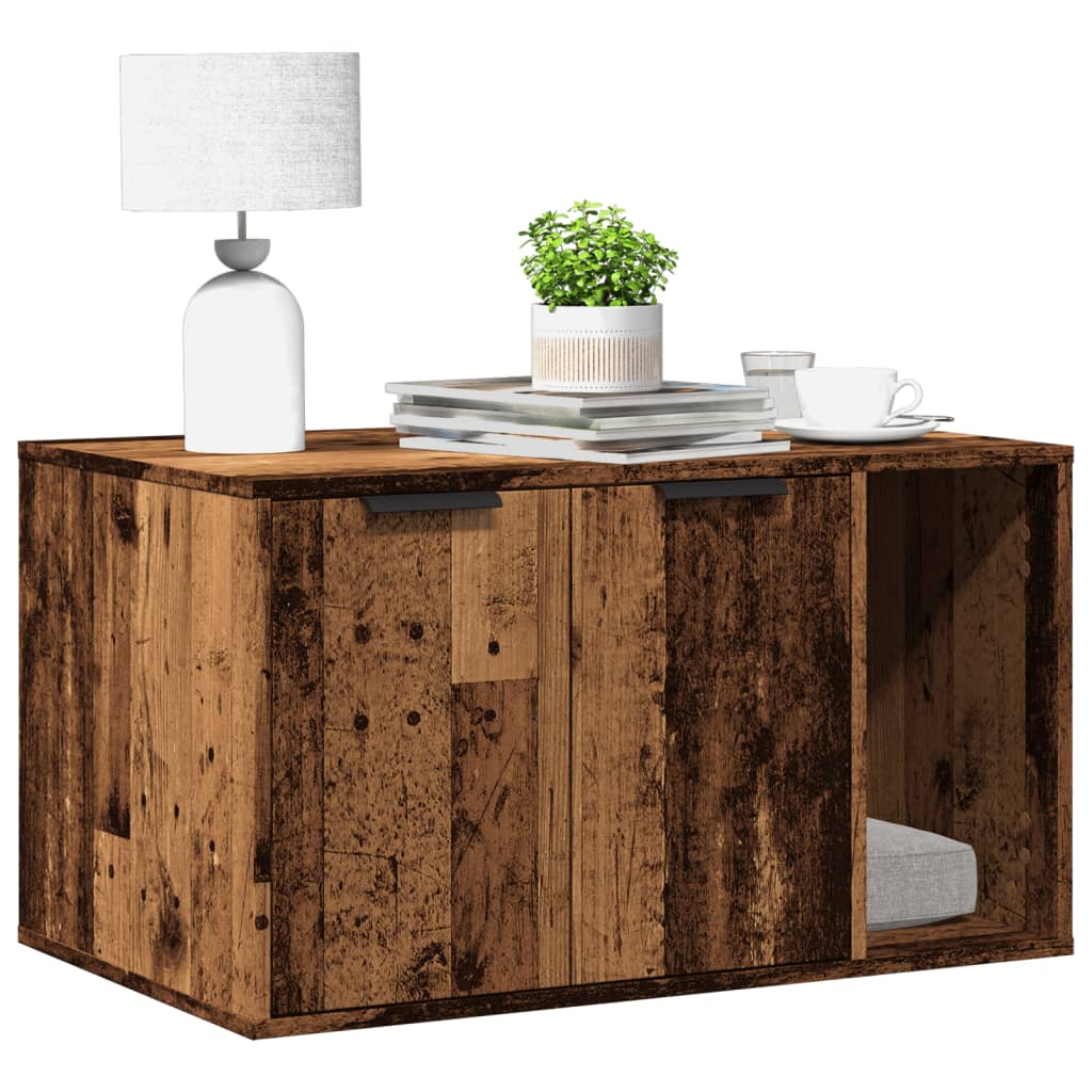 Cat Litter Box Enclosure Old Wood 80x50x45 cm Engineered Wood - The Home Maker