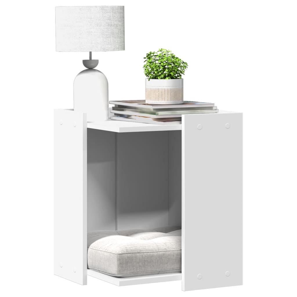Cat Litter Box Enclosure White 42x42x51 cm Engineered Wood - Discount Dealers