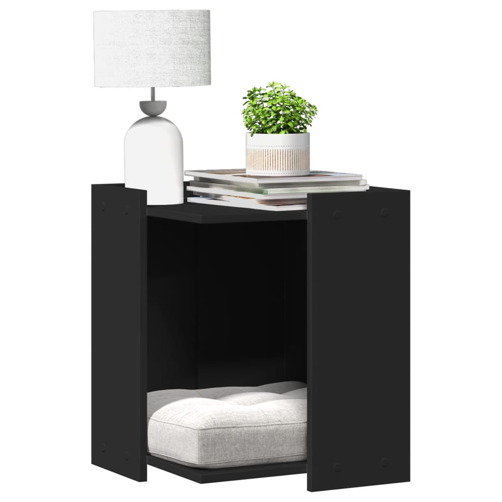 Cat Litter Box Enclosure Black 42x42x51 cm Engineered Wood - Discount Dealers