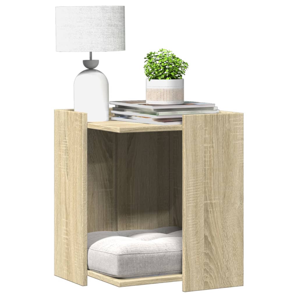 Cat Litter Box Enclosure Sonoma Oak 42x42x51 cm Engineered Wood - Discount Dealers