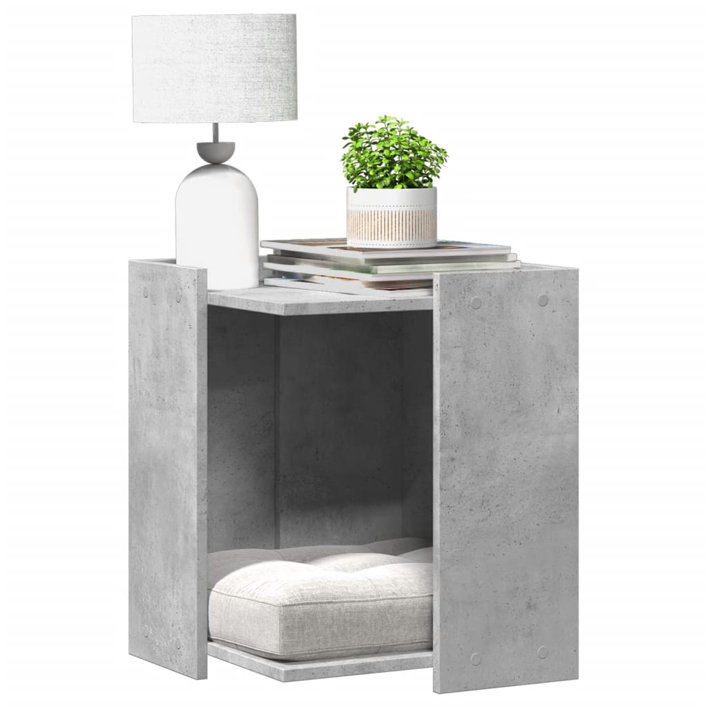 Cat Litter Box Enclosure Concrete Grey 42x42x51 cm Engineered Wood - Discount Dealers
