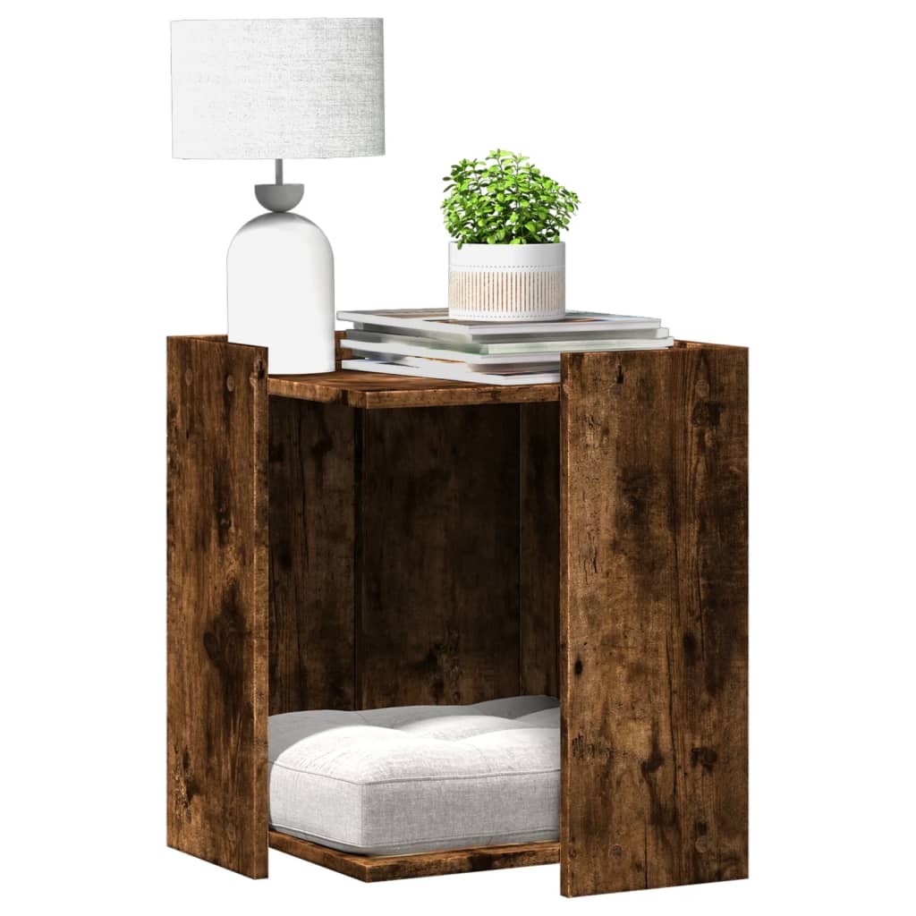 Cat Litter Box Enclosure Smoked Oak 42x42x51 cm Engineered Wood - Discount Dealers