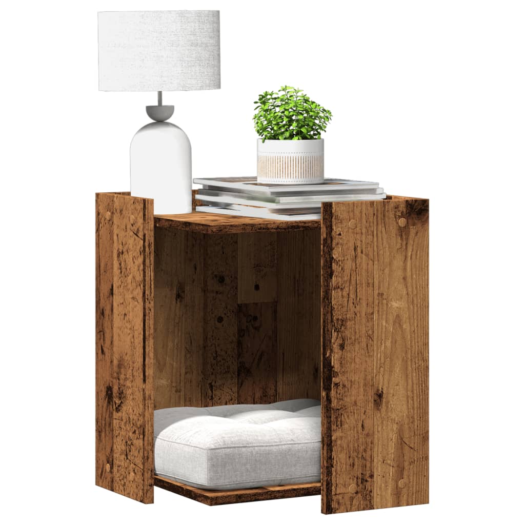 Cat Litter Box Enclosure Old Wood 42x42x51 cm Engineered Wood - Discount Dealers