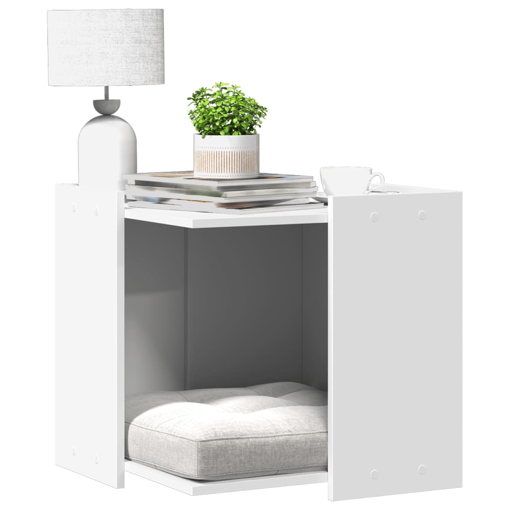 Cat Litter Box Enclosure White 53x53x51 cm Engineered Wood - Discount Dealers