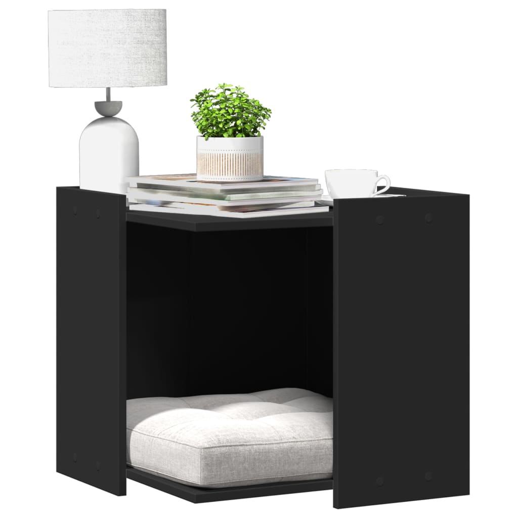 Cat Litter Box Enclosure Black 53x53x51 cm Engineered Wood - Discount Dealers
