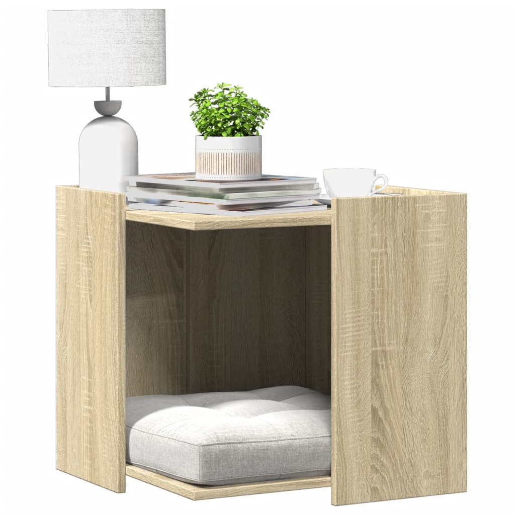 Cat Litter Box Enclosure Sonoma Oak 53x53x51 cm Engineered Wood - Discount Dealers