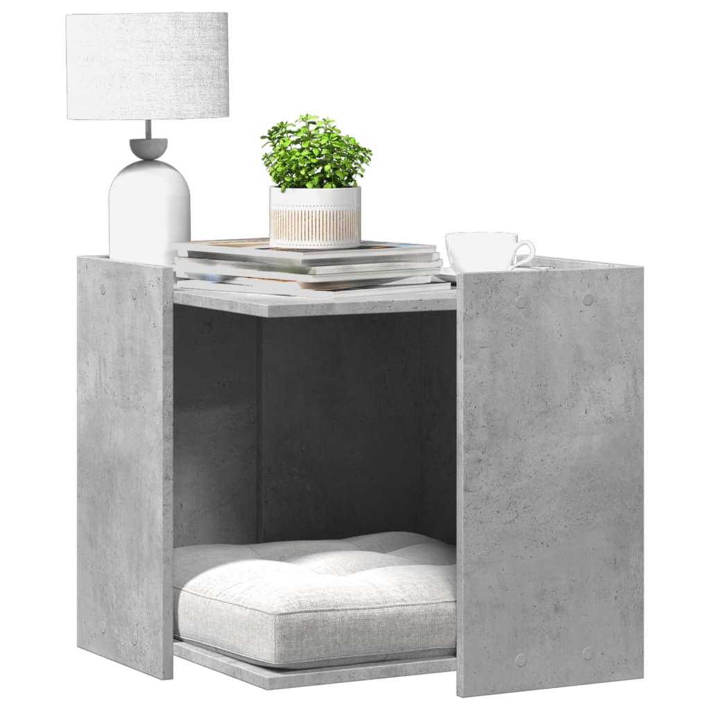 Cat Litter Box Enclosure Concrete Grey 53x53x51 cm Engineered Wood - Discount Dealers