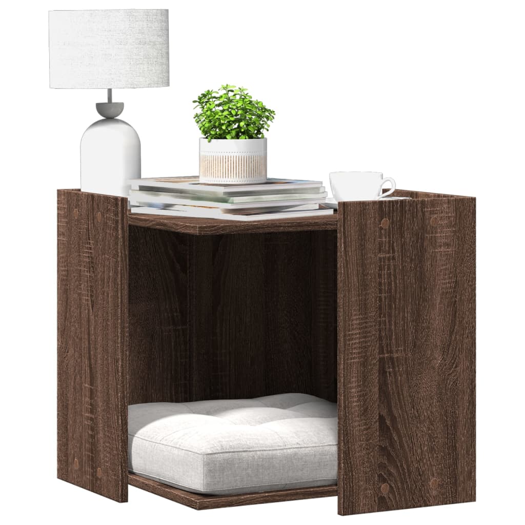 Cat Litter Box Enclosure Brown Oak 53x53x51 cm Engineered Wood - Discount Dealers
