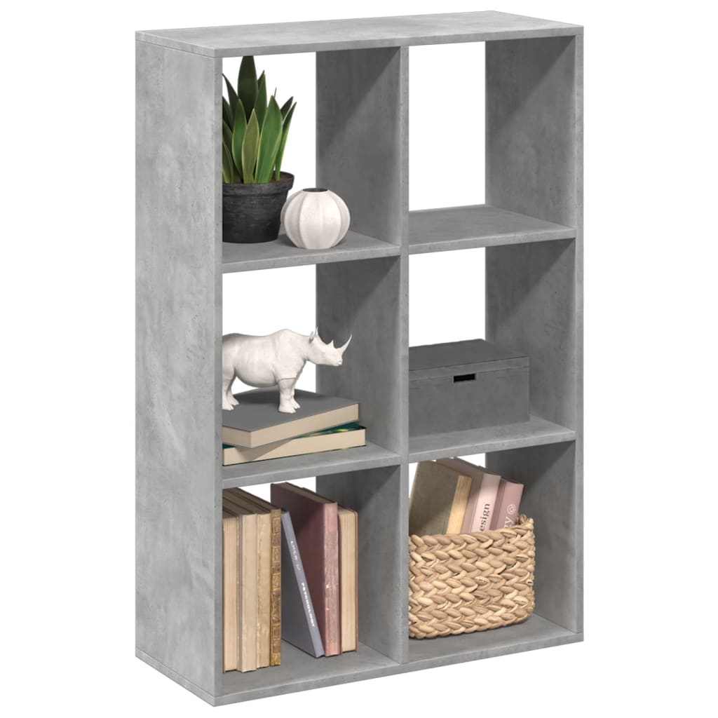 Room Divider Bookcase Concrete Grey 69.5x29x103.5 cm Engineered Wood - Decor Base
