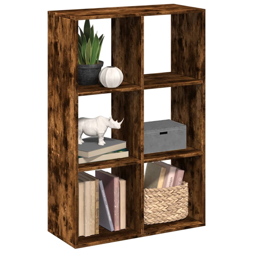 Room Divider Bookcase Smoked Oak 69.5x29x103.5 cm Engineered Wood - Decor Base