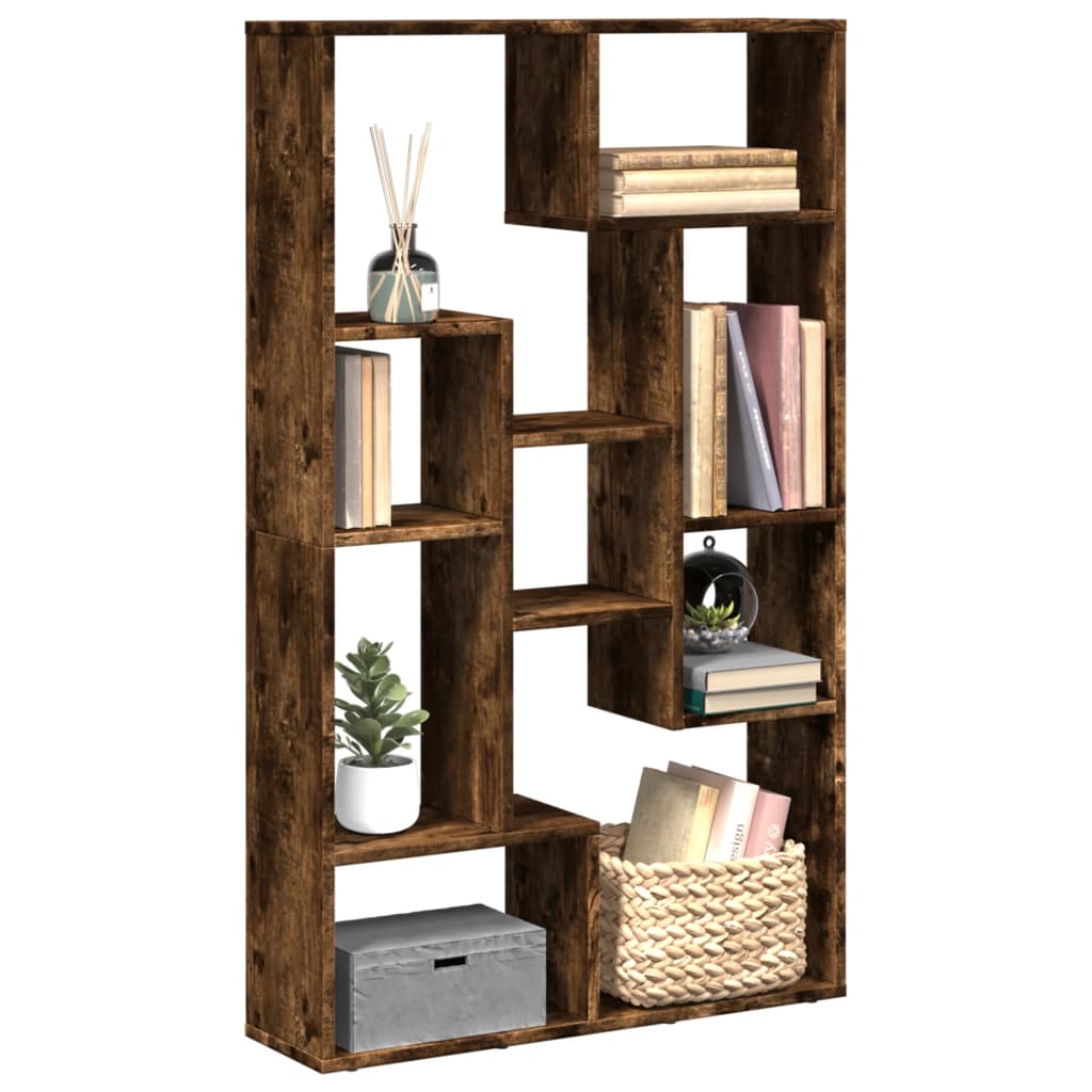 Bookcase Smoked Oak 72x20x120 cm Engineered Wood - The Home Maker