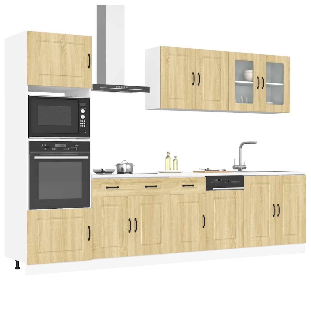 7 Piece Kitchen Cabinet Set Kalmar Sonoma Oak Engineered Wood - Decor Base