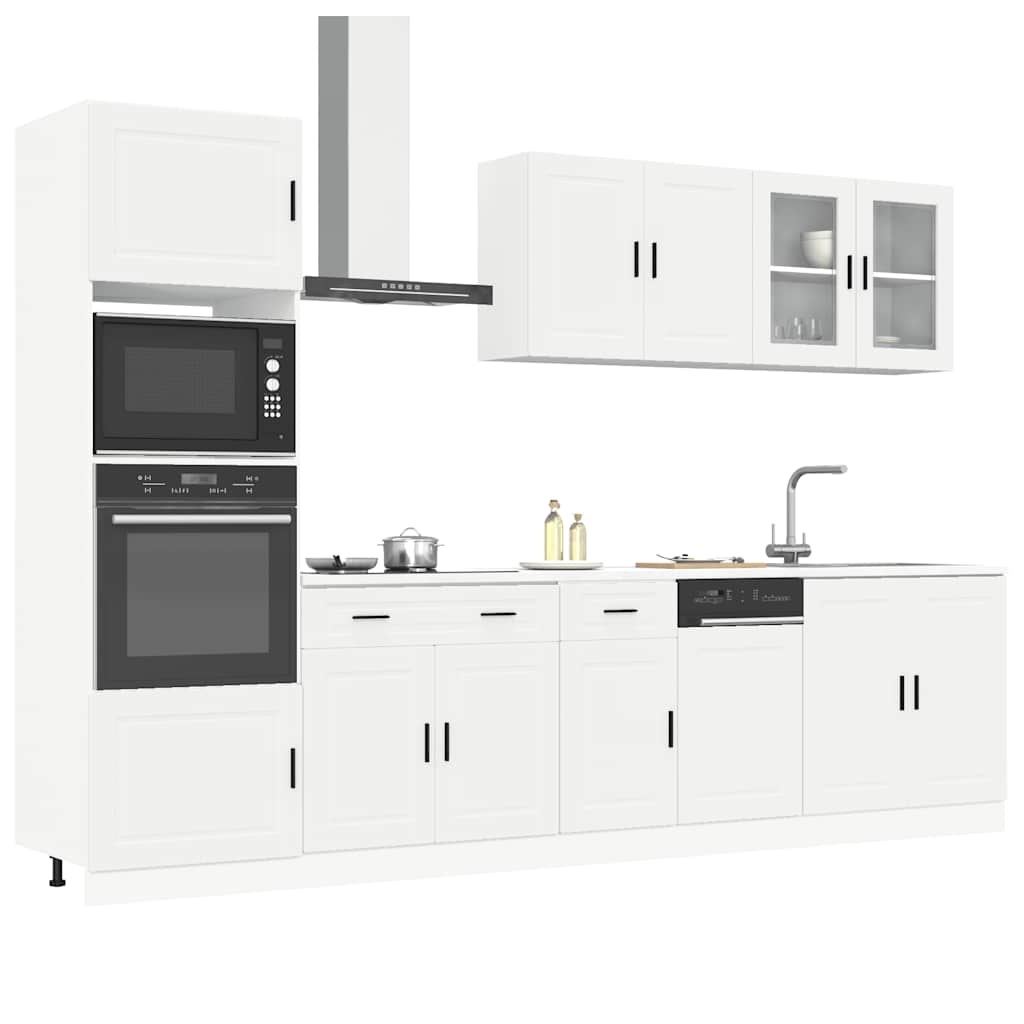 7 Piece Kitchen Cabinet Set Kalmar White Engineered Wood - Merkel Designers