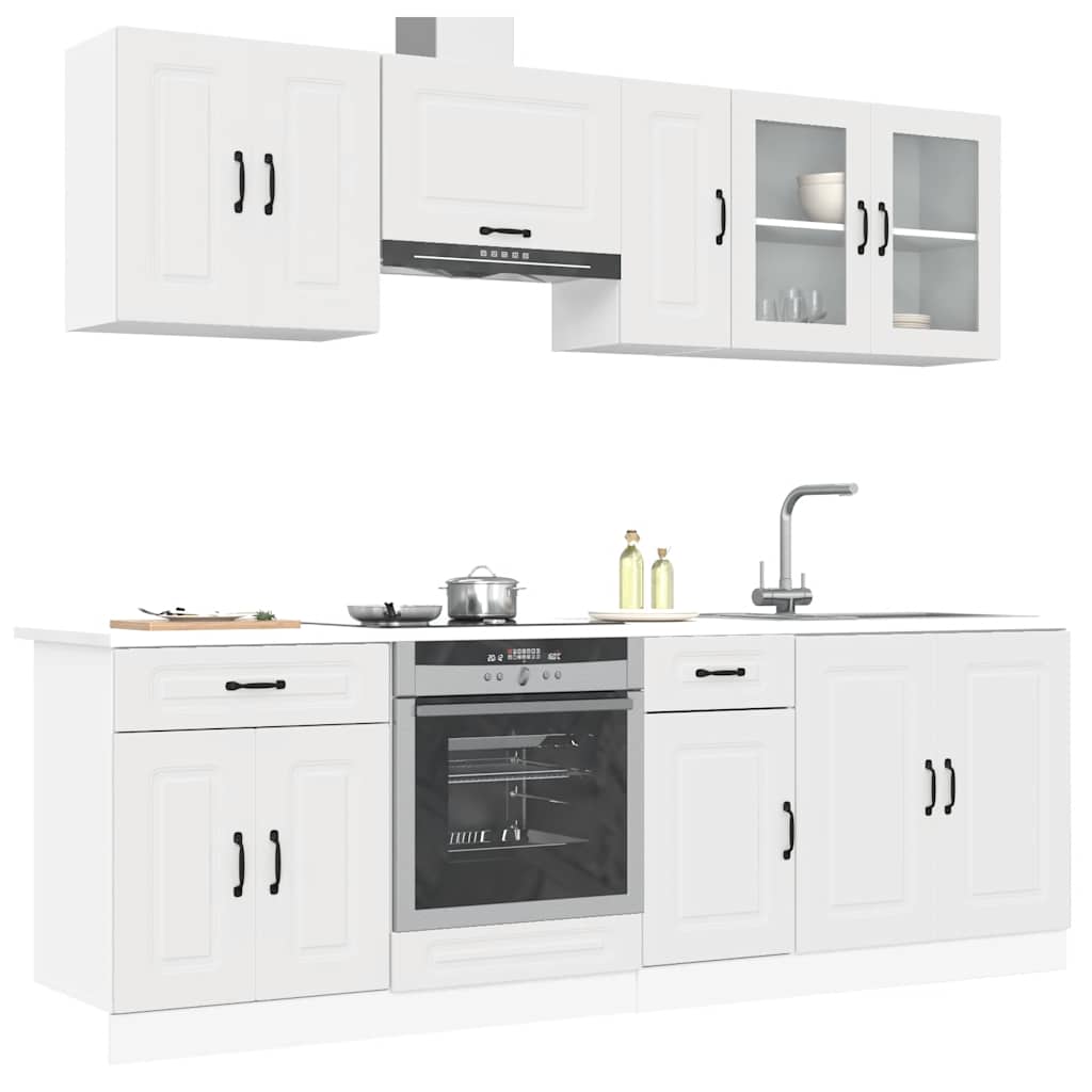 8 Piece Kitchen Cabinet Set Kalmar White Engineered Wood - Design Hut