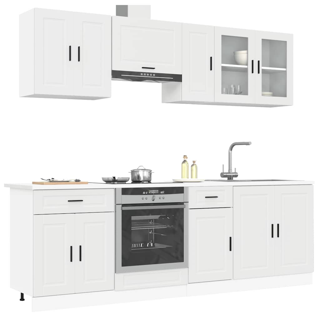 8 Piece Kitchen Cabinet Set Kalmar White Engineered Wood - Merlin Deals
