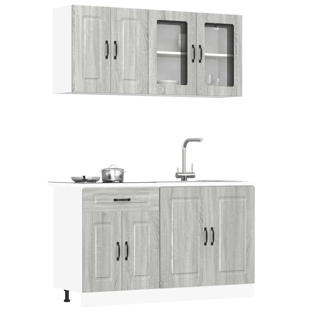 4 Piece Kitchen Cabinet Set Kalmar Grey Sonoma Engineered Wood - R and M Furniture