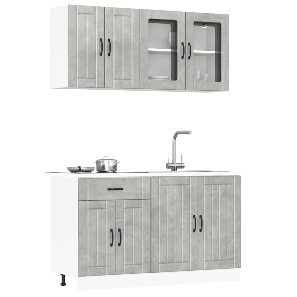 4 Piece Kitchen Cabinet Set Kalmar Concrete Grey Engineered Wood - All Things Good