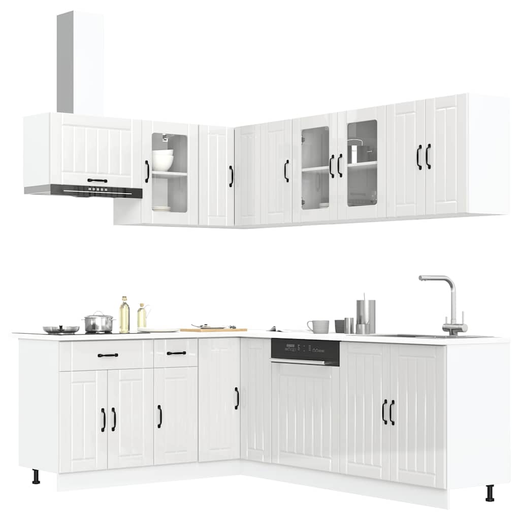 11 Piece Kitchen Cabinet Set Lucca Gloss White Engineered Wood - All Things Good