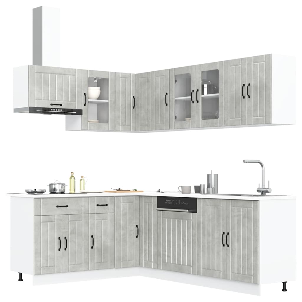 11 Piece Kitchen Cabinet Set Lucca Concrete Grey Engineered Wood - R and M Furniture