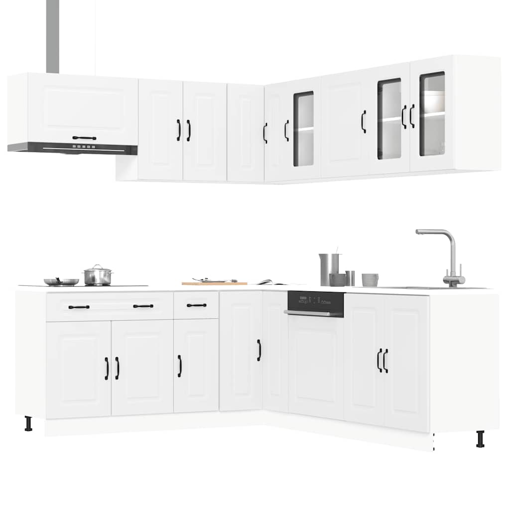 11 Piece Kitchen Cabinet Set Kalmar White Engineered Wood - Sid & Sam