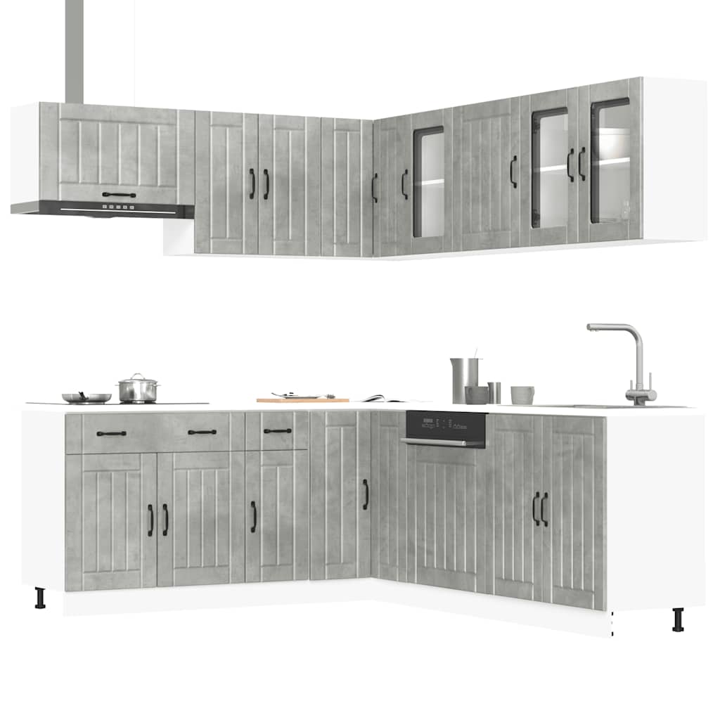 11 Piece Kitchen Cabinet Set Lucca Concrete Grey Engineered Wood - R and M Furniture