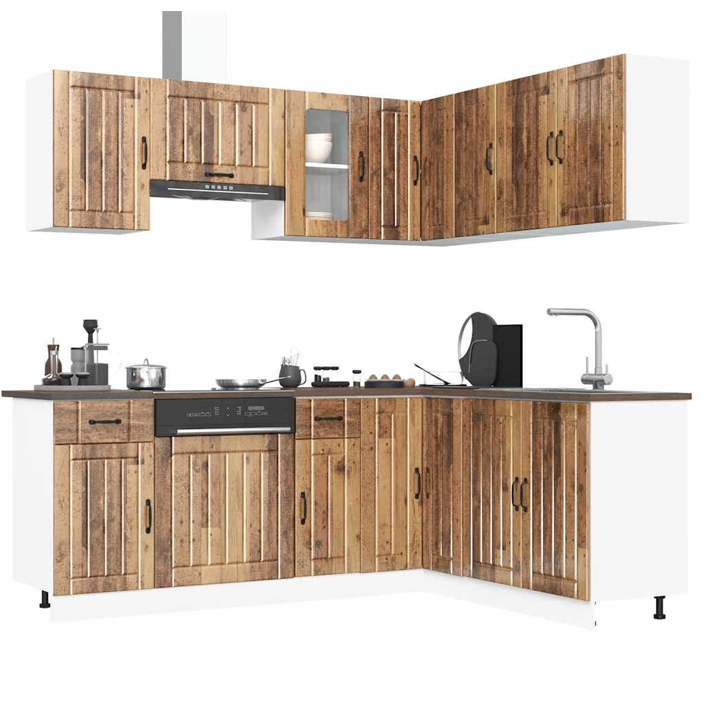 11 Piece Kitchen Cabinet Set Lucca Old Wood Engineered Wood - Millennium Furniture