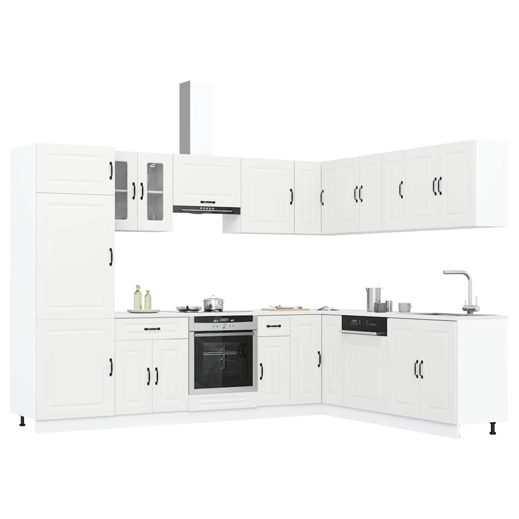 14 Piece Kitchen Cabinet Set Kalmar White Engineered Wood - Design Hut