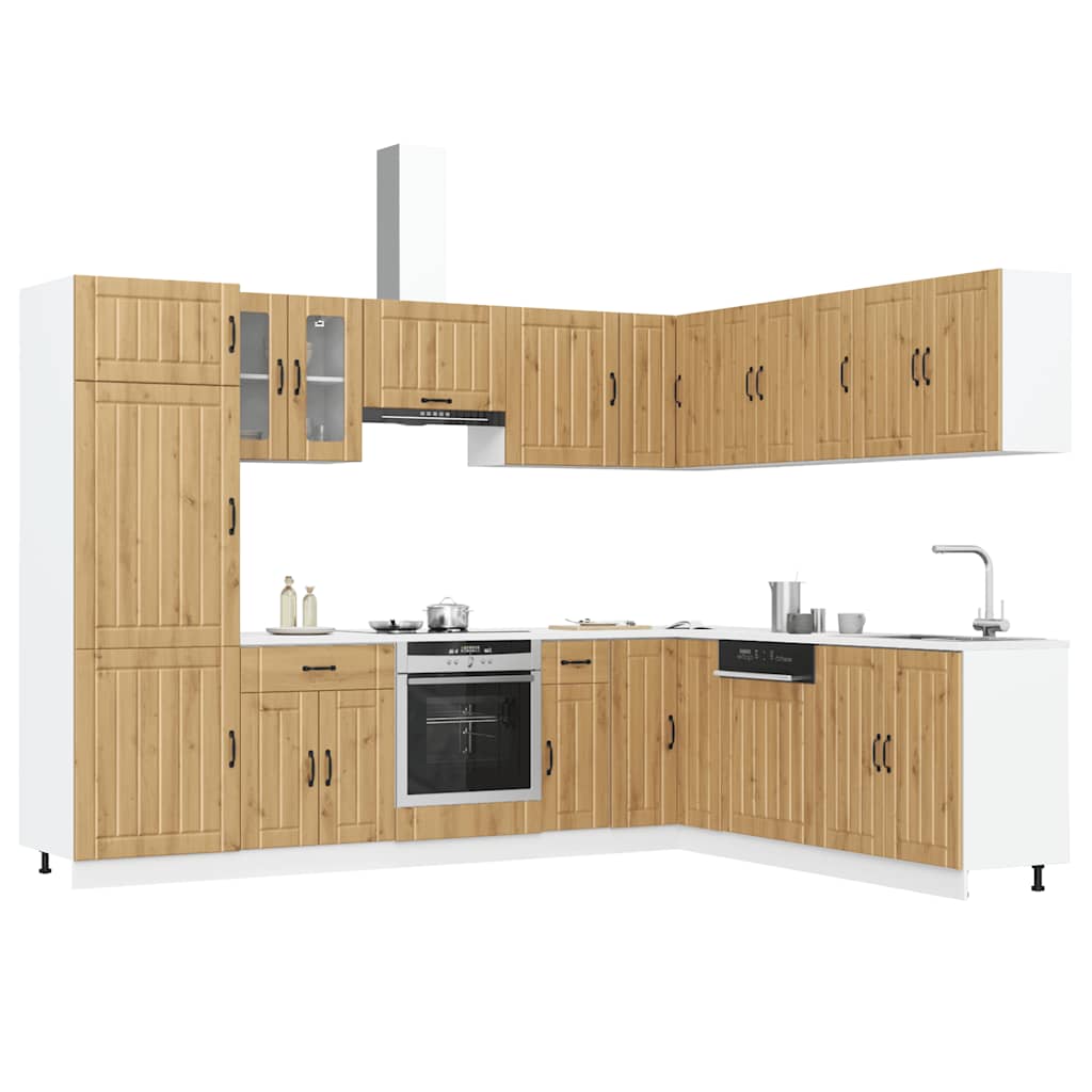 14 Piece Kitchen Cabinet Set Lucca Artisan Oak Engineered Wood - Decor Base