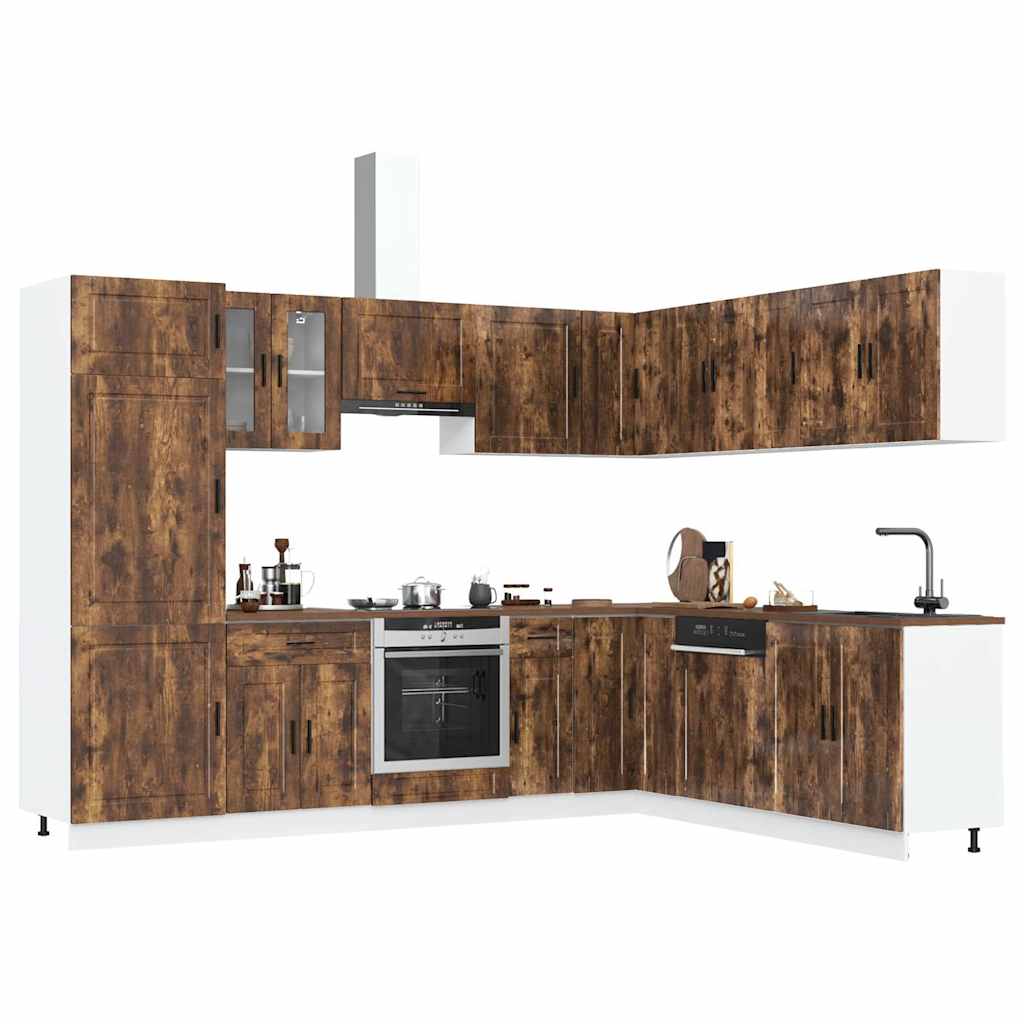 14 Piece Kitchen Cabinet Set Porto Smoked Oak Engineered Wood - Sid & Sam