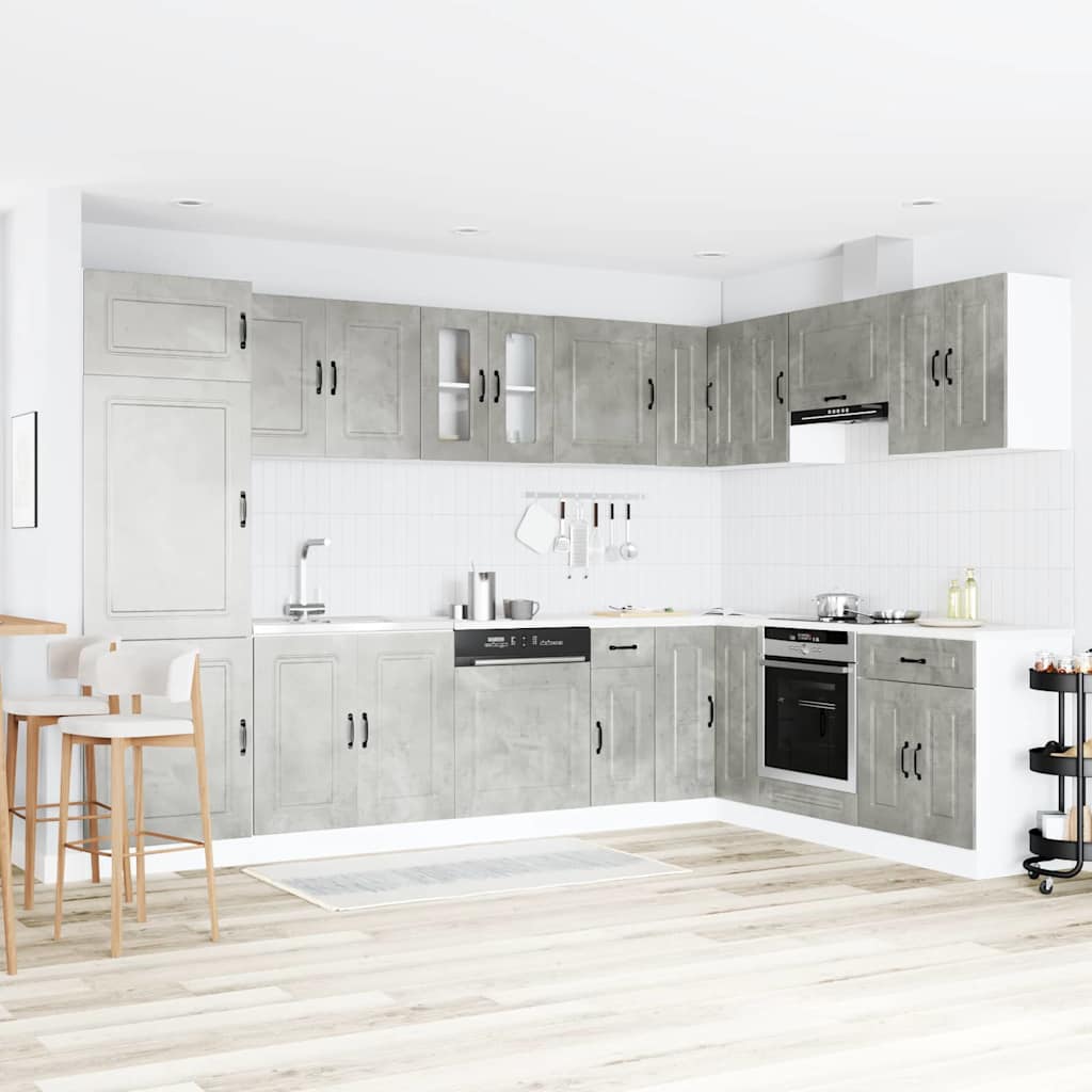 Kitchen Cabinet "Kalmar" with Double Basins Concrete Grey Engineered wood - Merlin Deals
