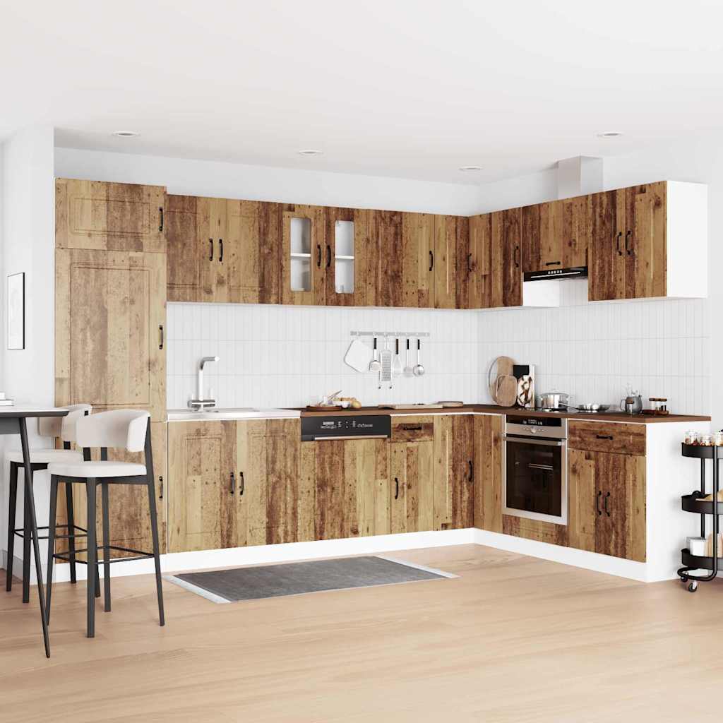 Kitchen Cabinet "Kalmar" with Double Basins Old Wood Engineered wood - Style and Chic