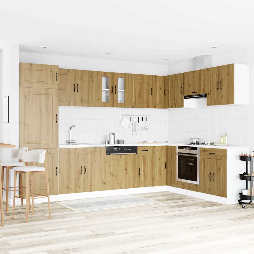 Kitchen Cabinet "Kalmar" with Double Basins Artisan Oak Engineered wood - All Things Good