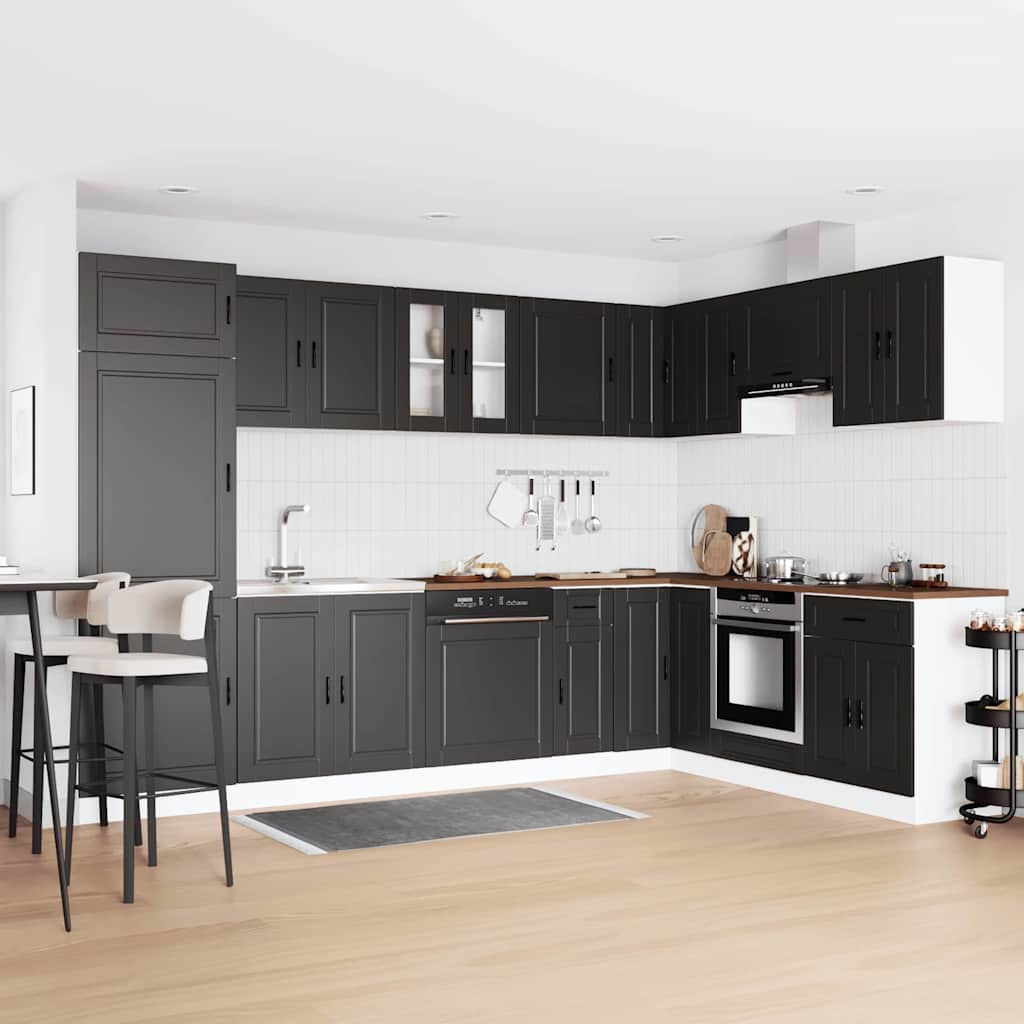 Porto Sink Base Cabinet with Sink - Black - 80x46x84.5 cm - Made of Engineered Wood - Charlotte Dunes