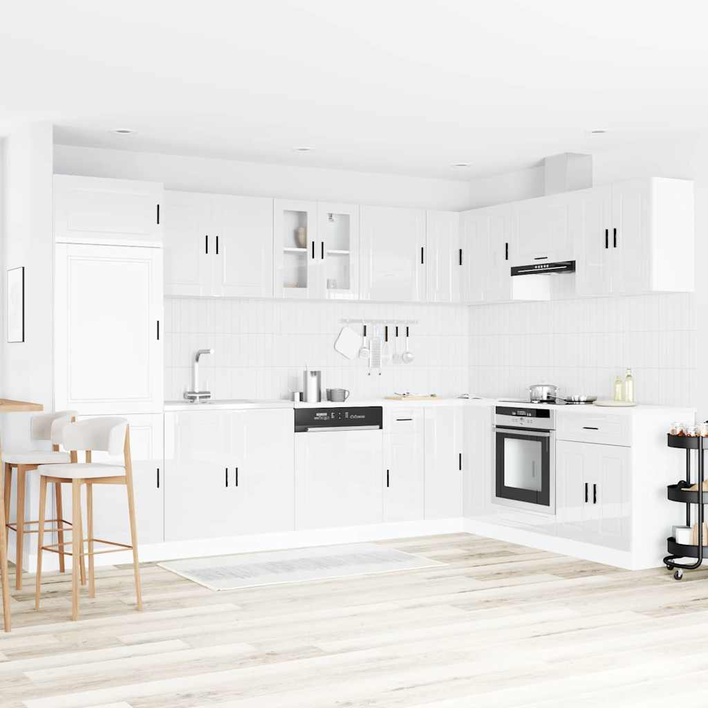 Sink Base Cabinet "Porto" with Sink High Gloss White 80x46x84,5 cm Engineered Wood - Casper Homes
