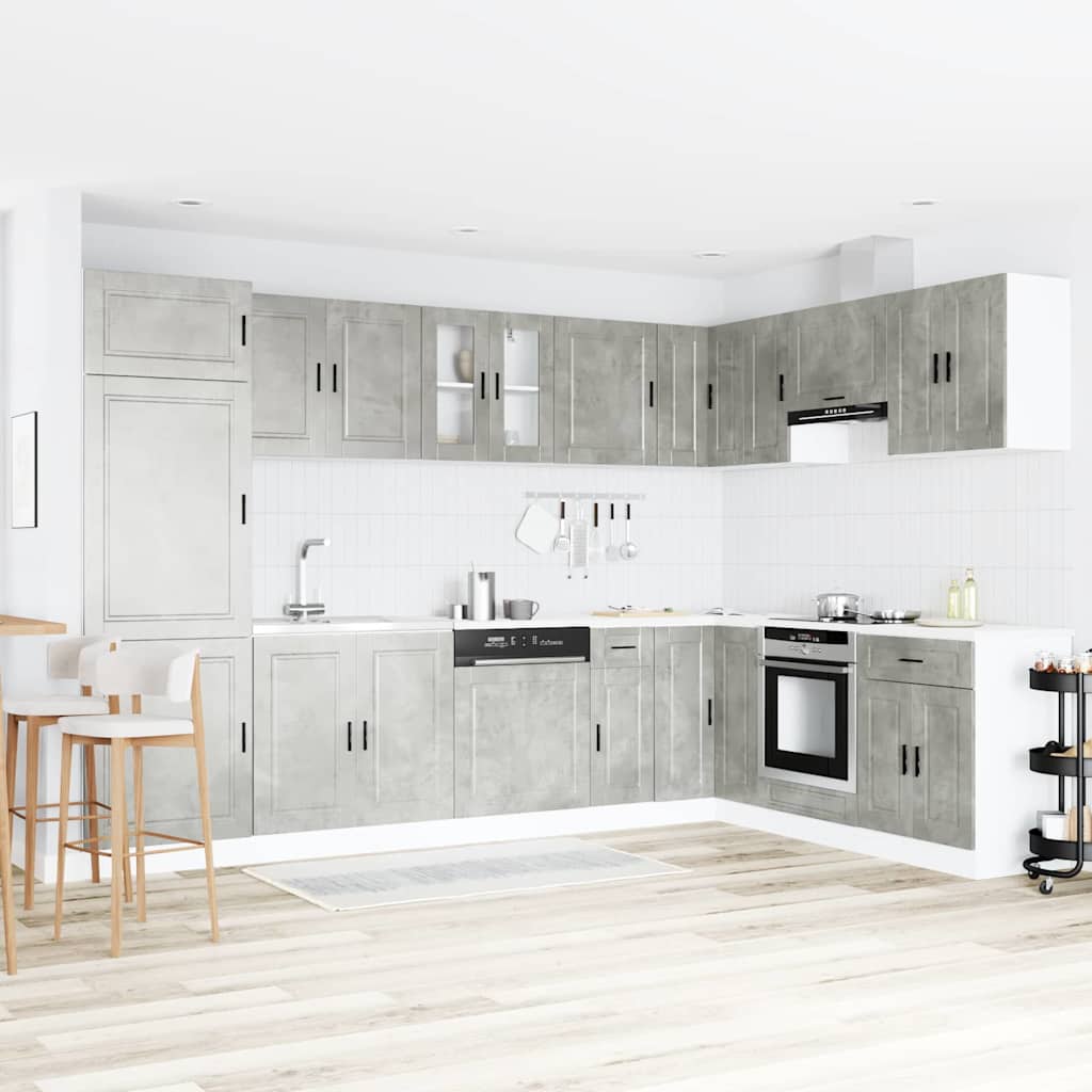 Sink Base Cabinet "Porto" with Sink Concrete Grey 80x46x84,5 cm Engineered Wood - R and M Furniture